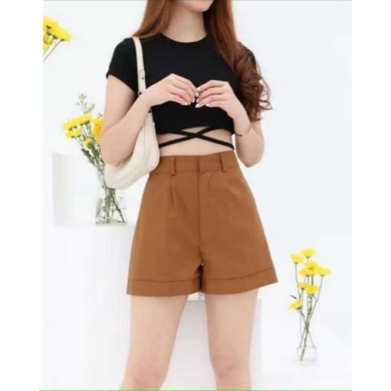 Celana Wanita Hotpants Fuschia Highwaist Short Pants / Celana pendek Terkini