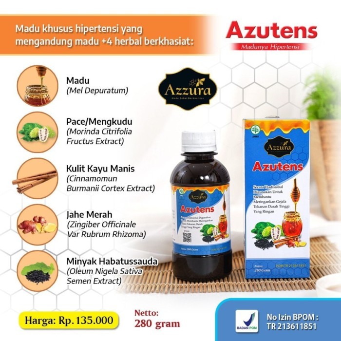 

Madu Azzura Alami Sehat | Madu Azutens Botol 280 Gram | Hipertensi Tekanan Darah Vitamin Kesehatan Sehat Obesitas Segar Bugar