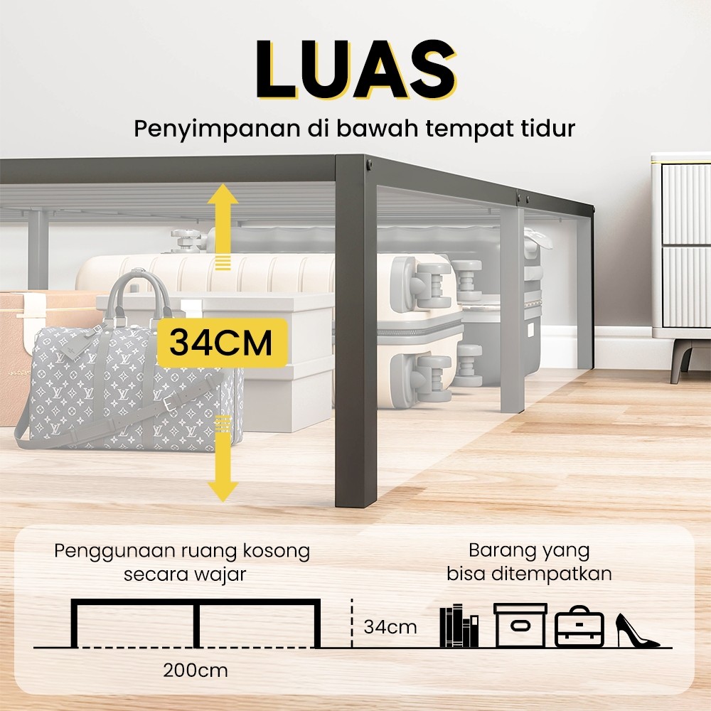 SA21HK ATTICLIVING Basicbed /Classicbed Series/Tatakan Divan Besi Bisu Ekonomi / Ranjang Besi Divan 