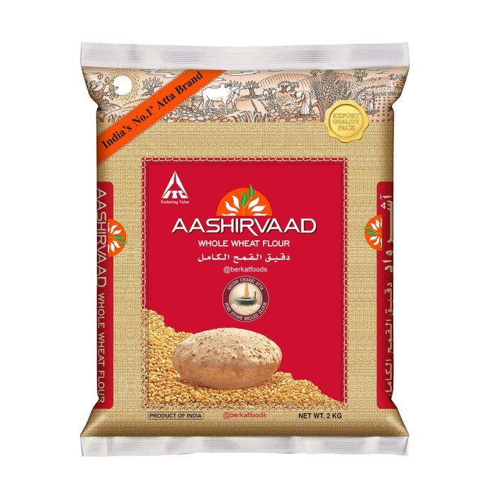 

ATMA Chakki Atta Aashirvaad India / Whole Wheat Flour /Tepung Gandum Import - 2 Kilograms