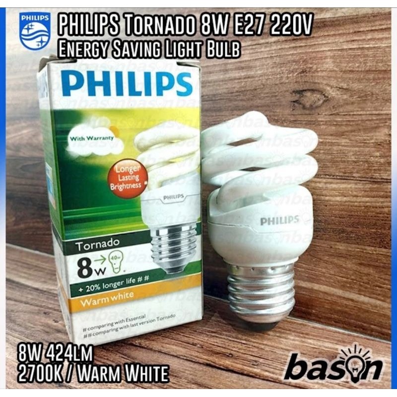 Lampu tornado Philips 8 Watt kuning