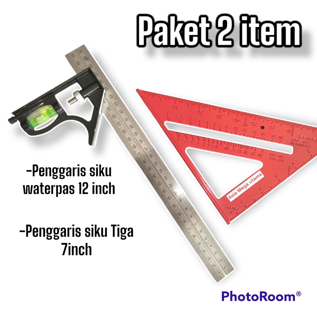 

NEW PRICW PAKET YUKIDO Penggaris Siku L/Penggaris Siku Segitiga Waterpass dan Penggaris segi tiga
