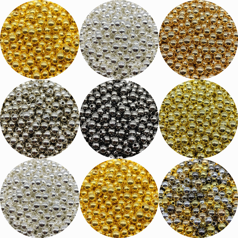 

3/4/6/8/10mm Acrylic Beads Plating BBC Round Shape Spacer Beads For Jewelry Making DIY Charms Bracelet Necklace Accessories