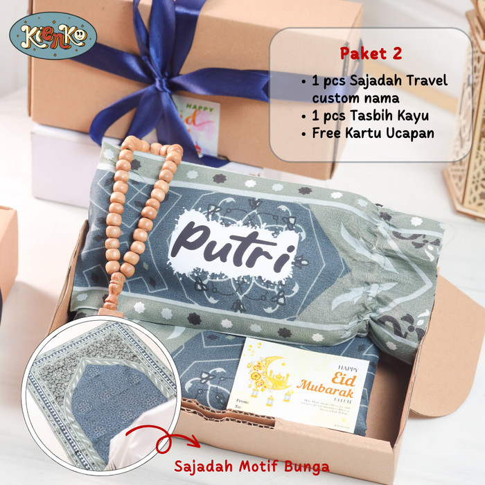 

Hampers Sajadah Custom Nama/Hampers Lebaran Idul Fitri Murah/Hadiah - Paket 2, Bunga