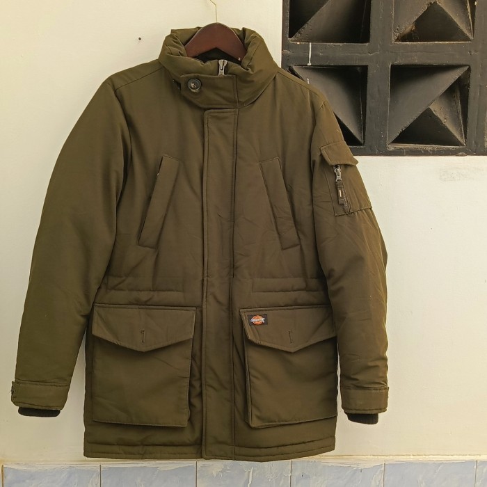 jaket parka puffer dickies side pocket warna army seperti baru