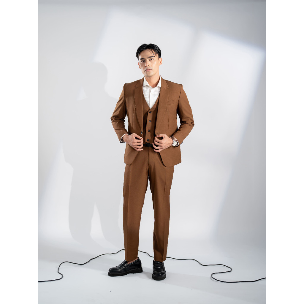 Goldy Outfit Setelan Jas Celana & Rompi Coklat - Vente Series