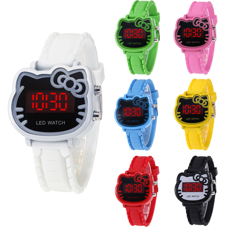 Hello Kitty Electronic Watch Cute Sanrio Kitty Girls LED Digital Watch Fashion Women Silicone Watchb