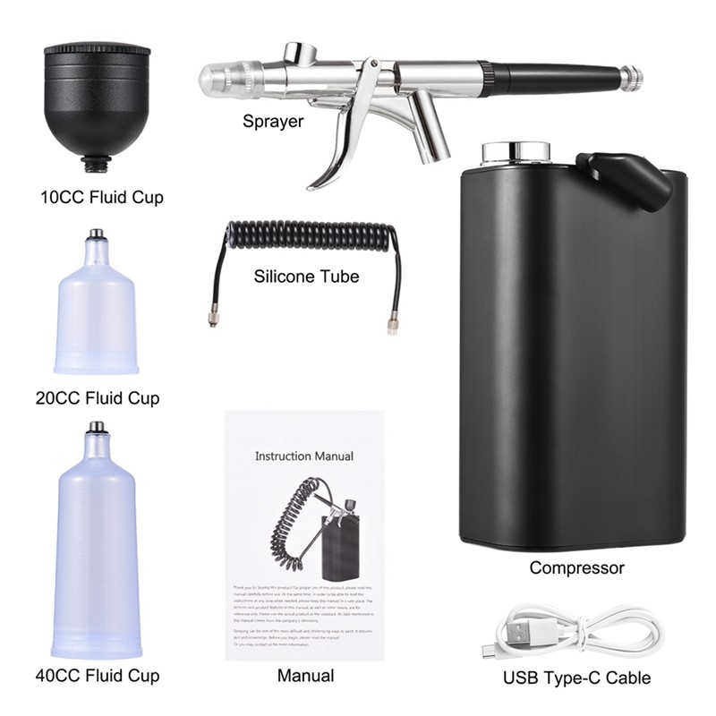 

40PSI High Pressure Airbrush Kit Cordless Handheld Air Brushes with 0.3mm Tip with Compressor for Painting/Tattoo