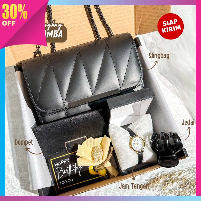 Kado Cantik Unik Hampers Valentine Keren Lebaran /  - Kado Cewek Mamba Black Edition | Gift Box Slin