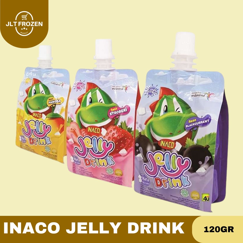 

Inaco Jelly Drink / Jelly Nata De Coco Rasa Strawberry / Mangga / Blackcurrant Kemasan Pouch 120gr 1Bag 5pc