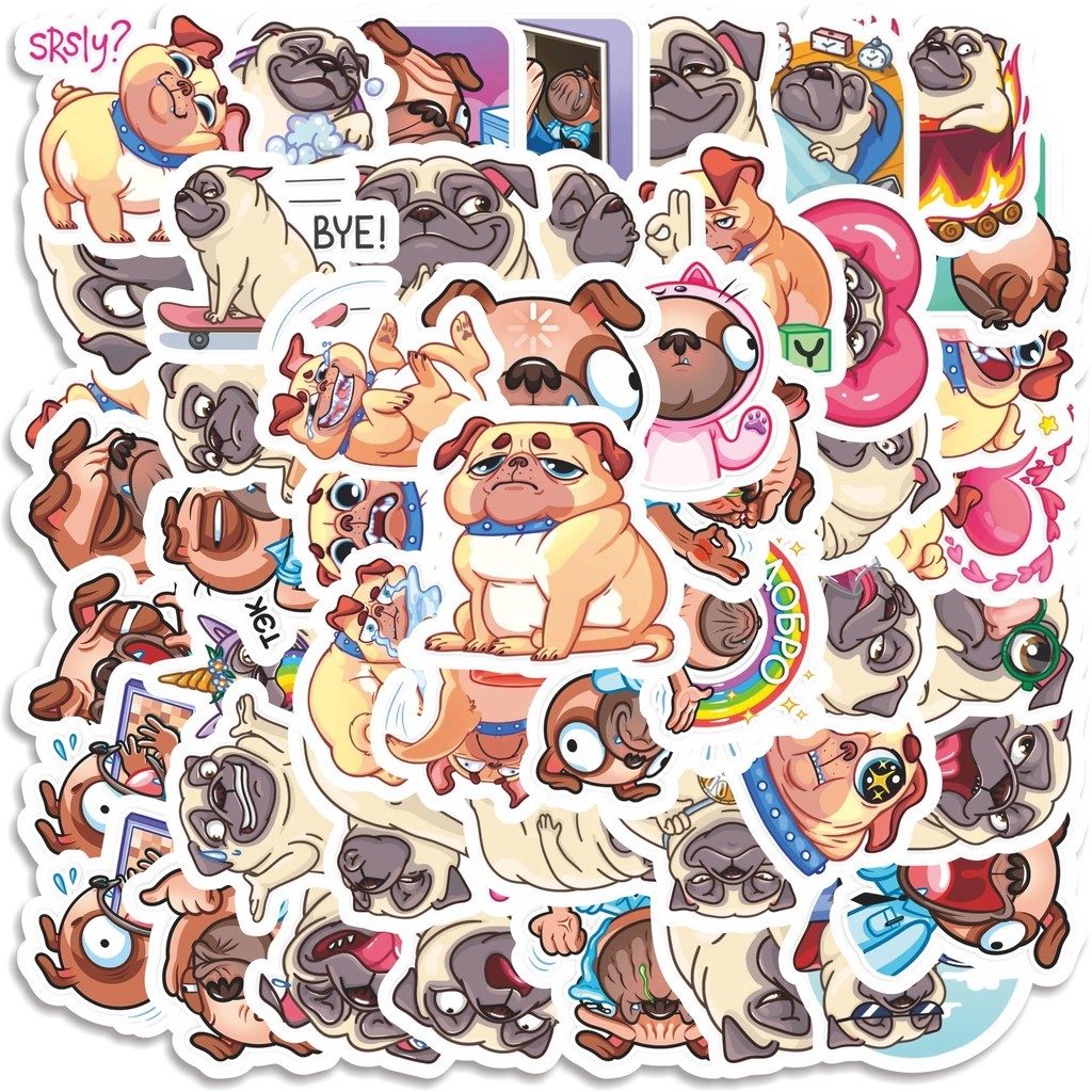 

COD 50 Pcs Stiker Cute Pug Funny Dog V3 Lucu Anti Air Untuk Dekorasi Notebook Sepeda Skateboard Handphone