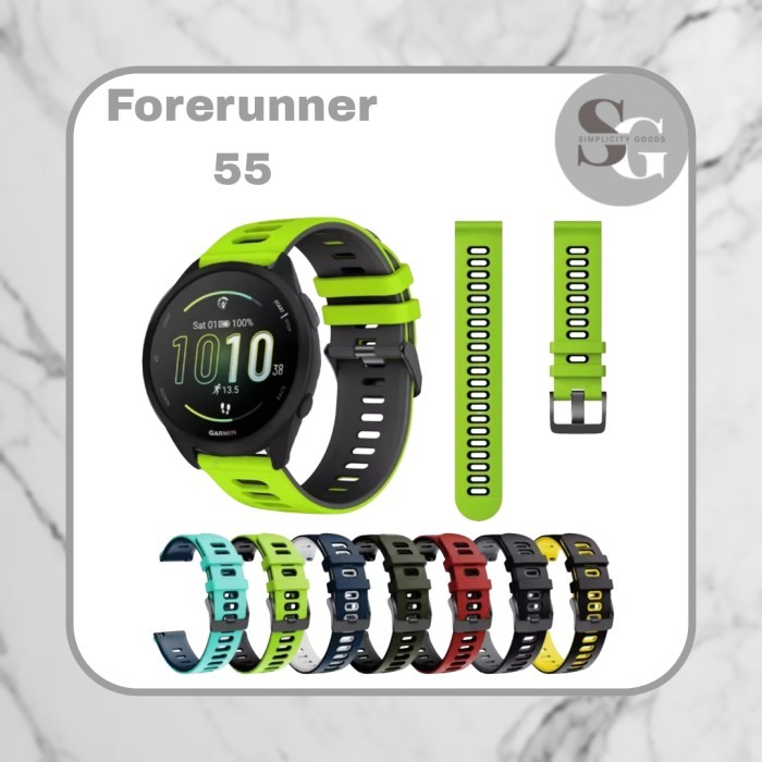 STRAP GARMIN FORERUNNER 55 DUAL COLOR SILICONE TALI JAM TANGAN SMART WATCH 20MM