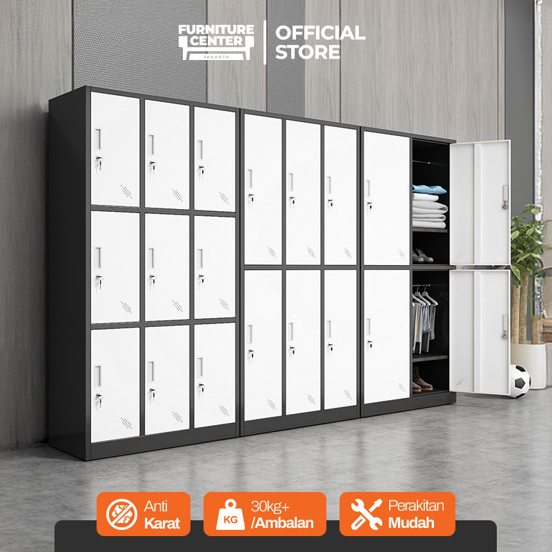 [100% Besi] Loker Besi 2-12 Pintu Loker lemari pakaian lemari besi lemari baju lemari arsip Almari
