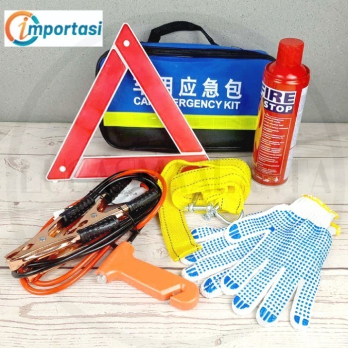 Car Emergency Kit Fire Mobil Derek Jumper APAR Glove Palu Kaca 7 in 1