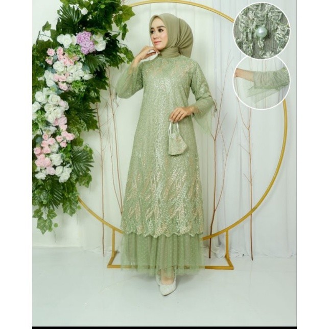 Kebaya Gamis Tutu Bunga Aleta 5/ Gamis Modern Muslim Syar'i/ Kebaya Lamaran/ Gamis Wisuda/ Ootd Gami