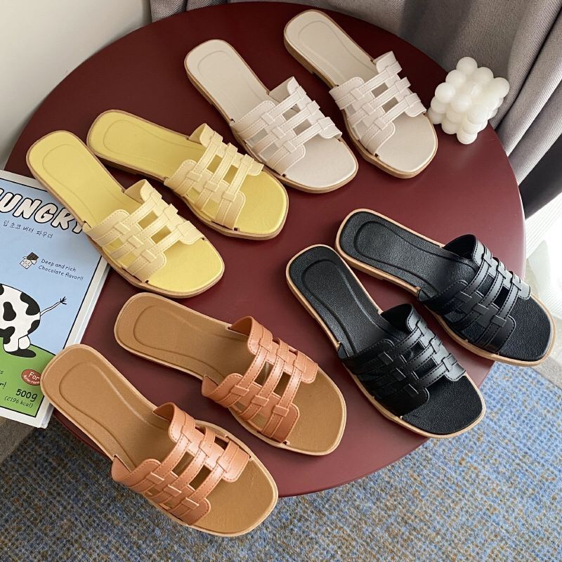 sepatu murah CUCI GUDANG TG0405 Sandal Flat Jelly Wanita  Garis Tiga Terbaru