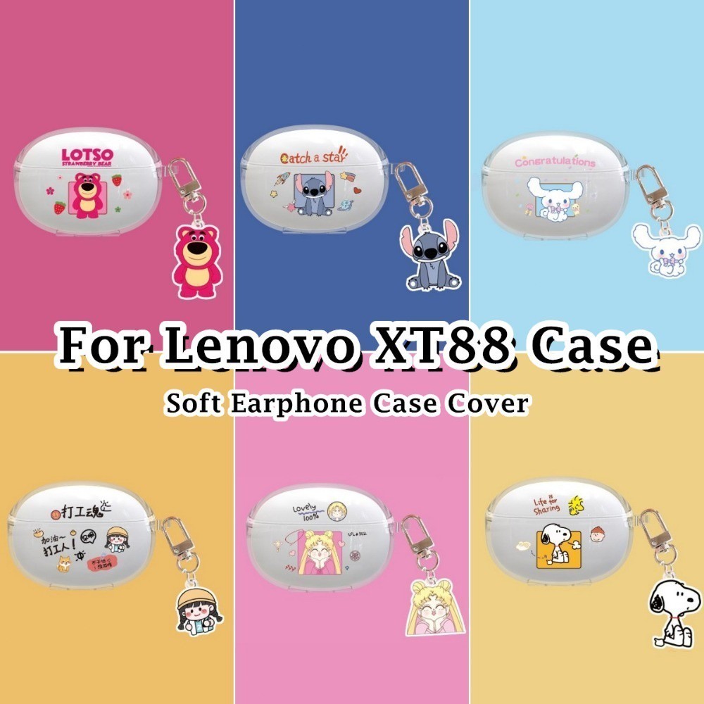 【distinctive】Untuk Thinkplus Lenovo XT88 Case Lucu Kartun Jahit transparan Soft Silicone Earphone Ca