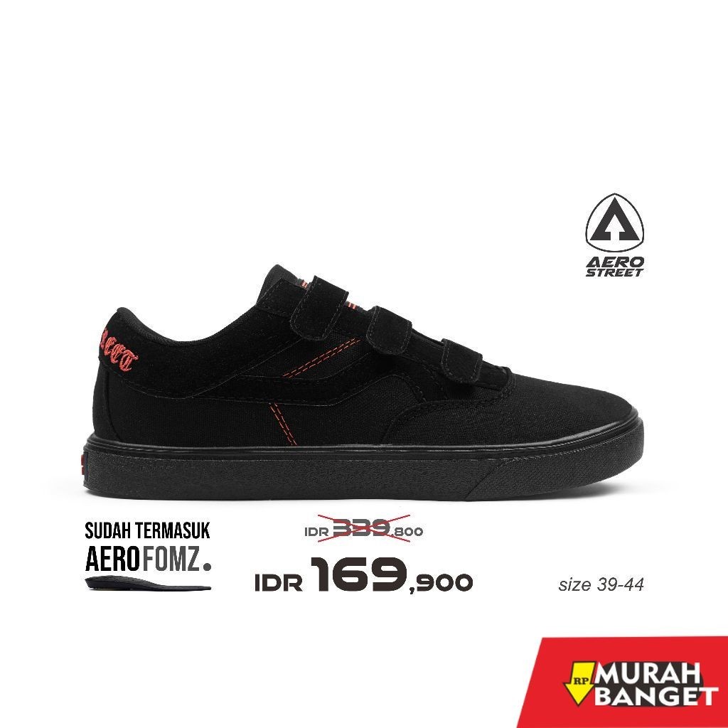 Sepatu lari terbaru- Aerostreet 39-44 Massive Low Costa Hitam Hitam Oranye - Sepatu Sneakers Casual