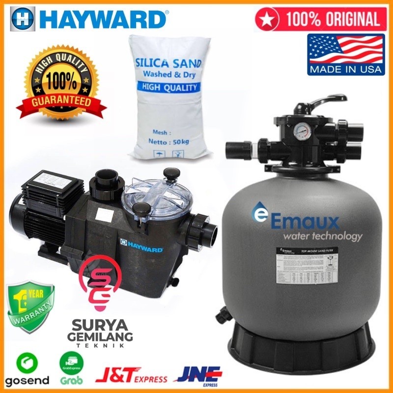 Paket Hayward Mesin Pompa Kolam Renang Hayward 1 hp + Tabung Filter Kolam Renang 21” Emaux