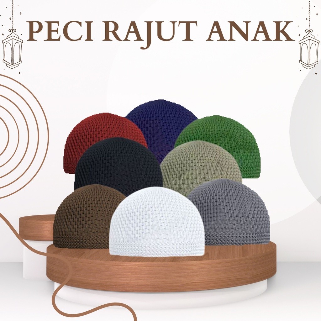 Peci Rajut Anak / Peci Haji / Peci Putih / Kopiah Rajut / Peci Rajut Polos Tebal Elastis / PECI RAJU