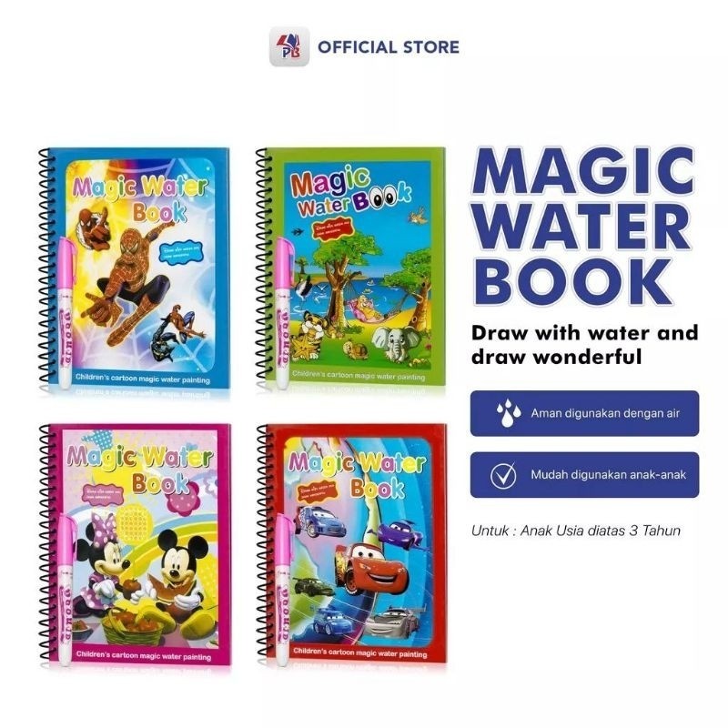 

Magic Book / Buku Mewarnai Anak Magic Water Book Mewarnai Bonus Spidol Air Murah