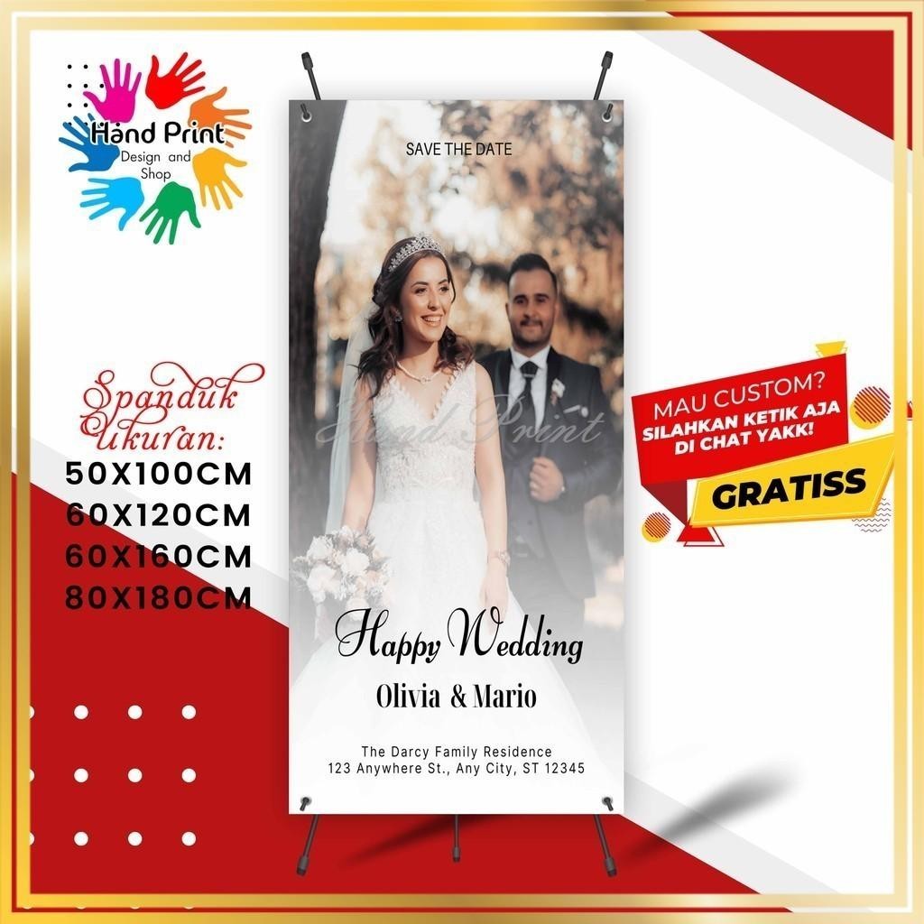 SPANDUK BANNER Wedding Selamat Datang Di Pernikahan kami E MMT Spanduk Custom 60x160