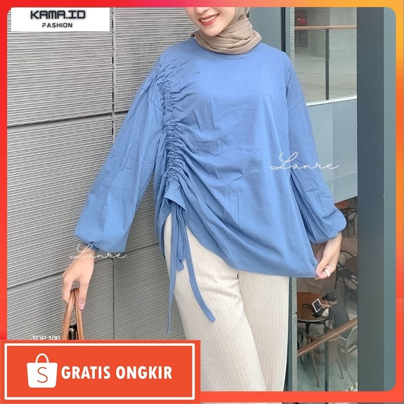 Blouse Kekinian / senorita blouse serut - Blouse Tali Serut - Blouse Serut Tangan - blouse Katun Ove