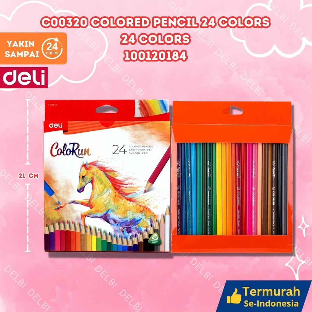 

Deli EC00320 - Peralatan Sekolah Pensil Warna Anak Isi 24 PCS C00320 Colored Pencil 24 Colors 24 colors