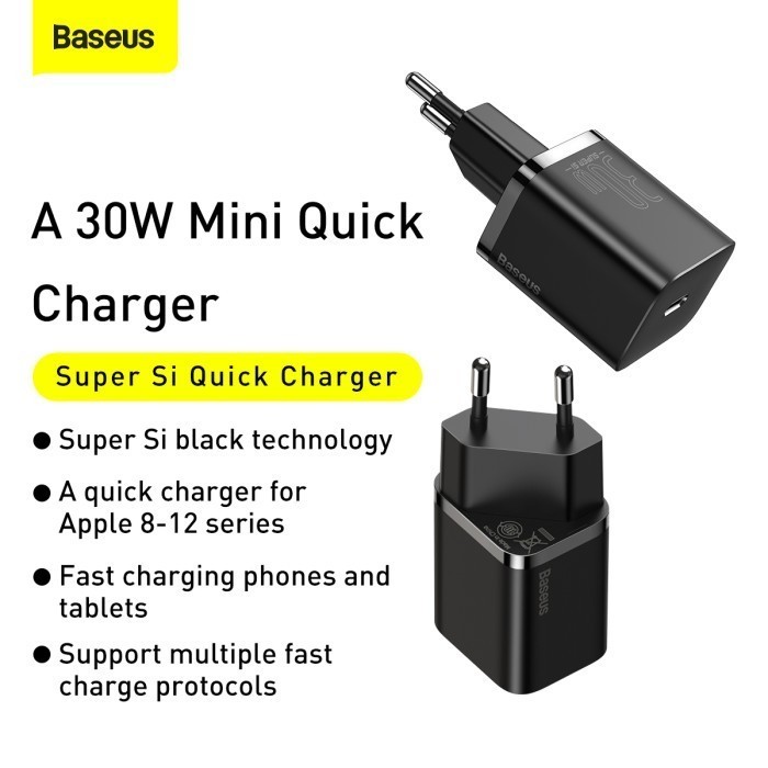 BASEUS SUPER SI QUICK CHARGER 1C 30W EU 30W FAST CHARGING CCSUP-J01