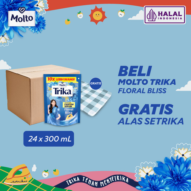 Beli 24 Molto Pelicin &amp; Pewangi Pakaian Trika Floral Bliss 300 mL GRATIS Alas Setrika