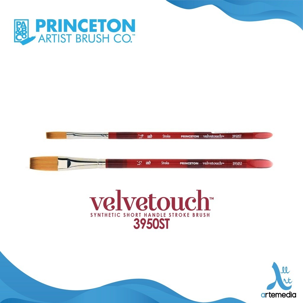 

Princeton Velvetouch 3950ST Stroke Synthetic Watercolor Brush Short Handle Kuas Lukis