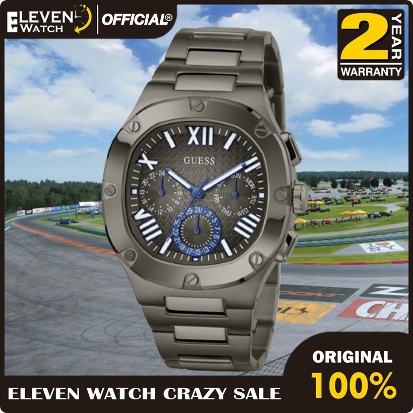 [Promo] Jam Tangan Pria Guess GW0572G5 Headline Gunmetal Multi-function Stainless Steel Strap  Garan