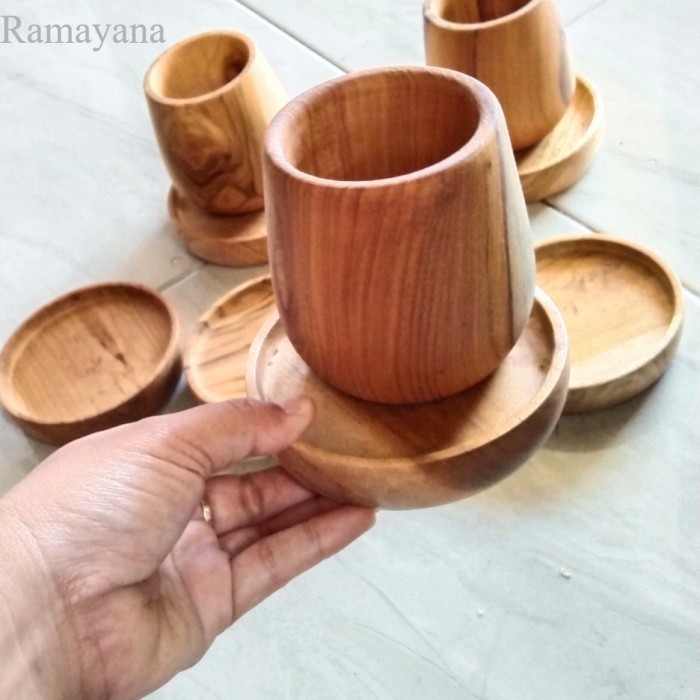 

Tatakan Gelas Jati + Gelas Jati Murah