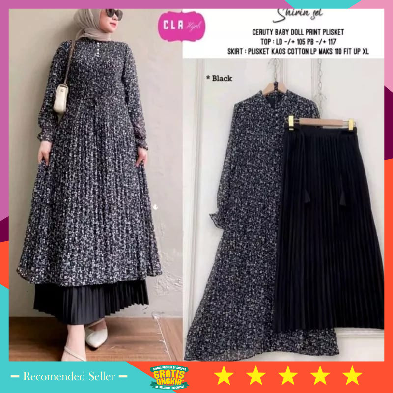 Gamis wanita lebaran Premium Model terbaru 2024 / BISA COD SET TUNIK + ROK TREND TERBARU | SETELAN R