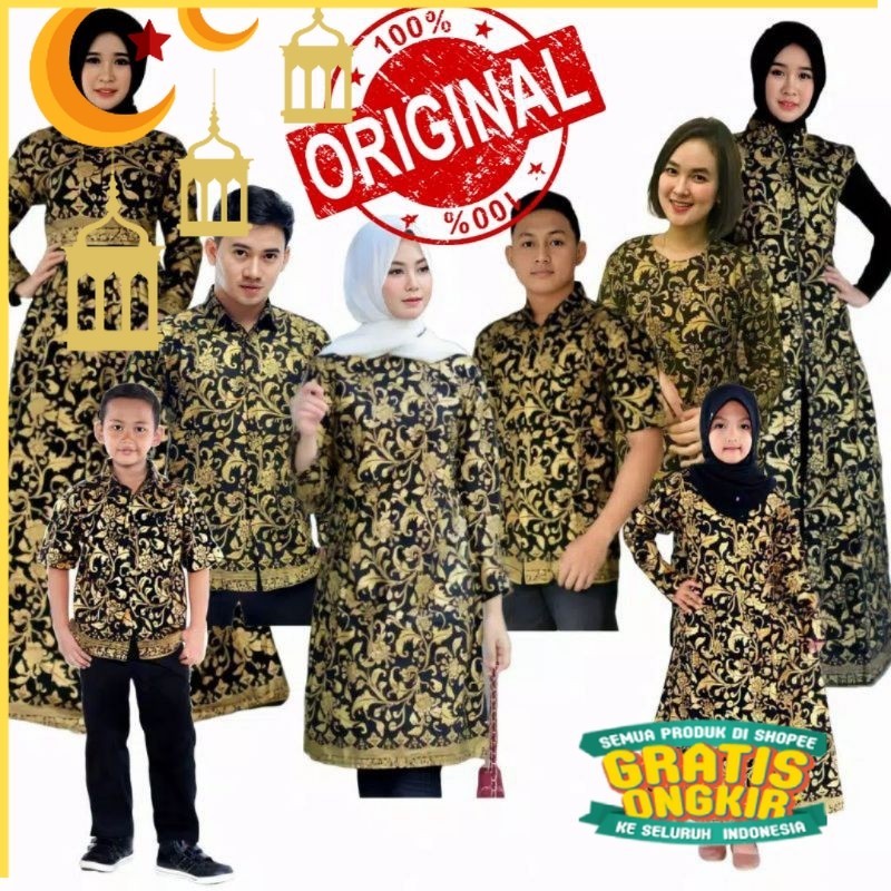 BATIK KELUARGA  KATUN PRIA DAN WANITA AYAH IBU ANAK CEWEK ANAK COWOK KATUN BATIK COPLE FAMILY SARIMB
