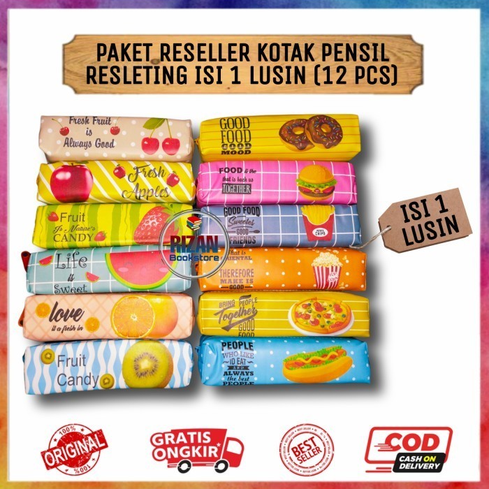 

Andma Paket RESELLER Kotak Pensil Resleting Isi 1 Lusin - Campur