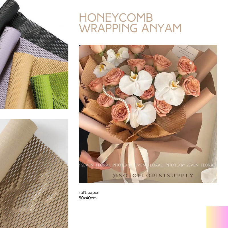 

HONEYCOMB WRAPPING ANYAMAN ART MESH PAPER WRAPPING PAPER /KERTAS PEMBUNGKUS BUNGA KERAJINAN TANGAN