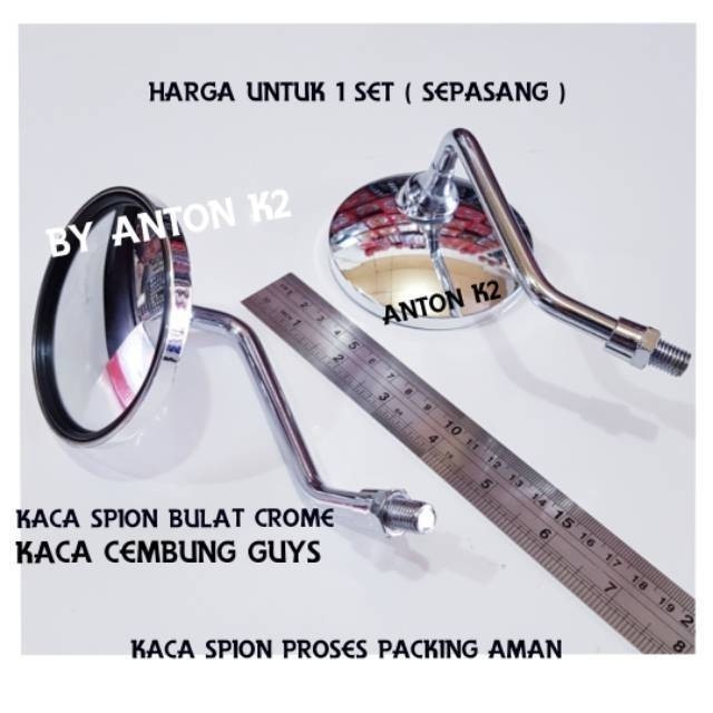 KACA SPION BULAT VARIASI MOTOR BEAT STREET/BEAT NEW/DELUXE/SCOOPY dll - Crome, all size HONDA