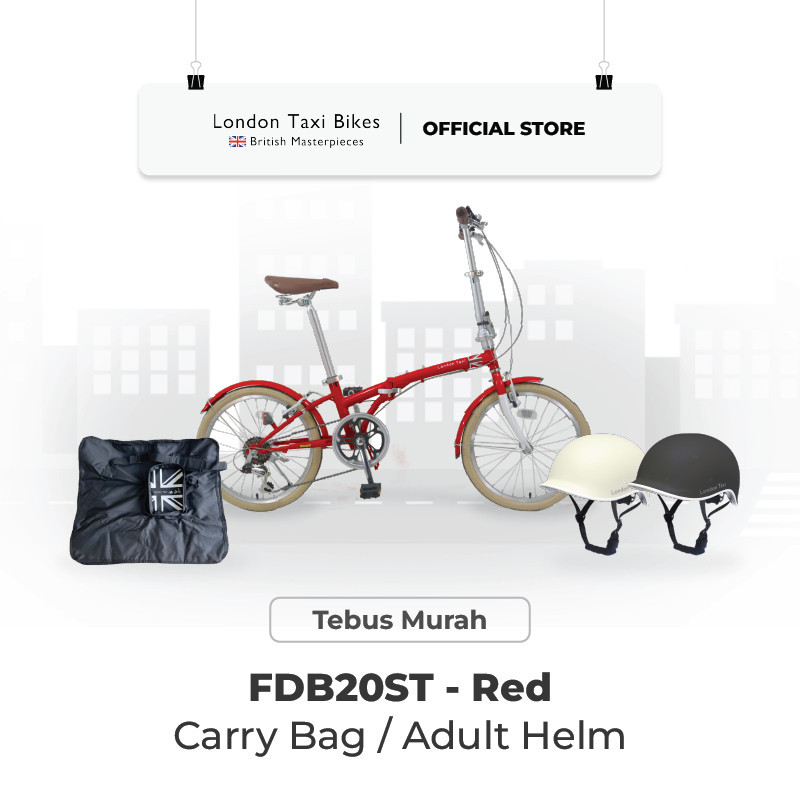 promo Sepeda Lipat London Taxi Folding Bike 206S - Red