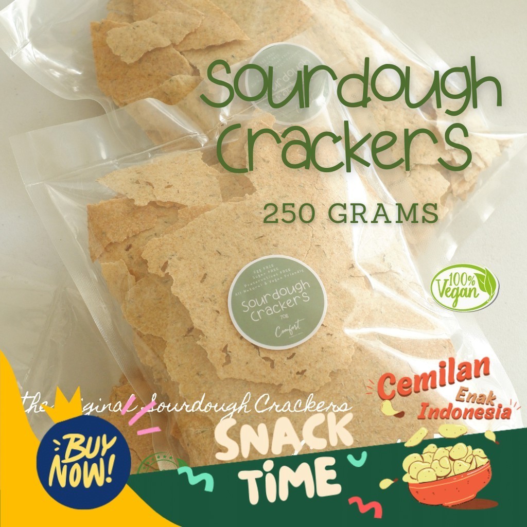 

Special Diskon Sourdough Crackers - Vegan Friendly - Snack Sehat - Vegetarian Snack 250g