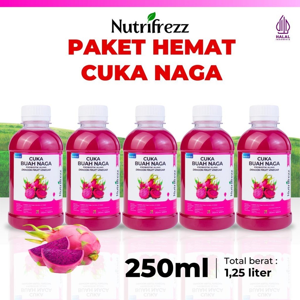 

Nutrifrezz - Paket Hemat Cuka Buah Naga with Mother- 5 Pcs x 250 ML
