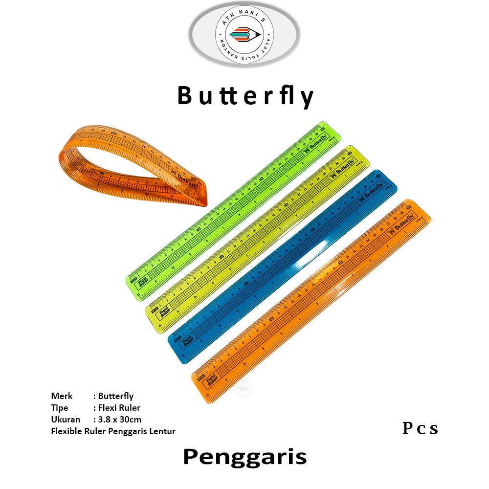 

Butterfly - Flexible Ruler 30 cm Penggaris Lentur Bisa Ditekuk - Pcs