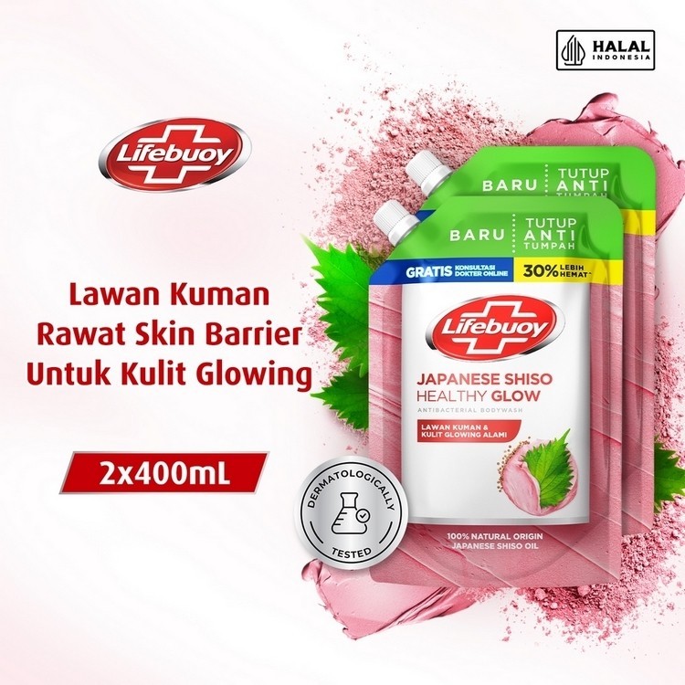 LIFEBUOY SABUN MANDI CAIR JAPANESE SHISO REFILL 380G x 2