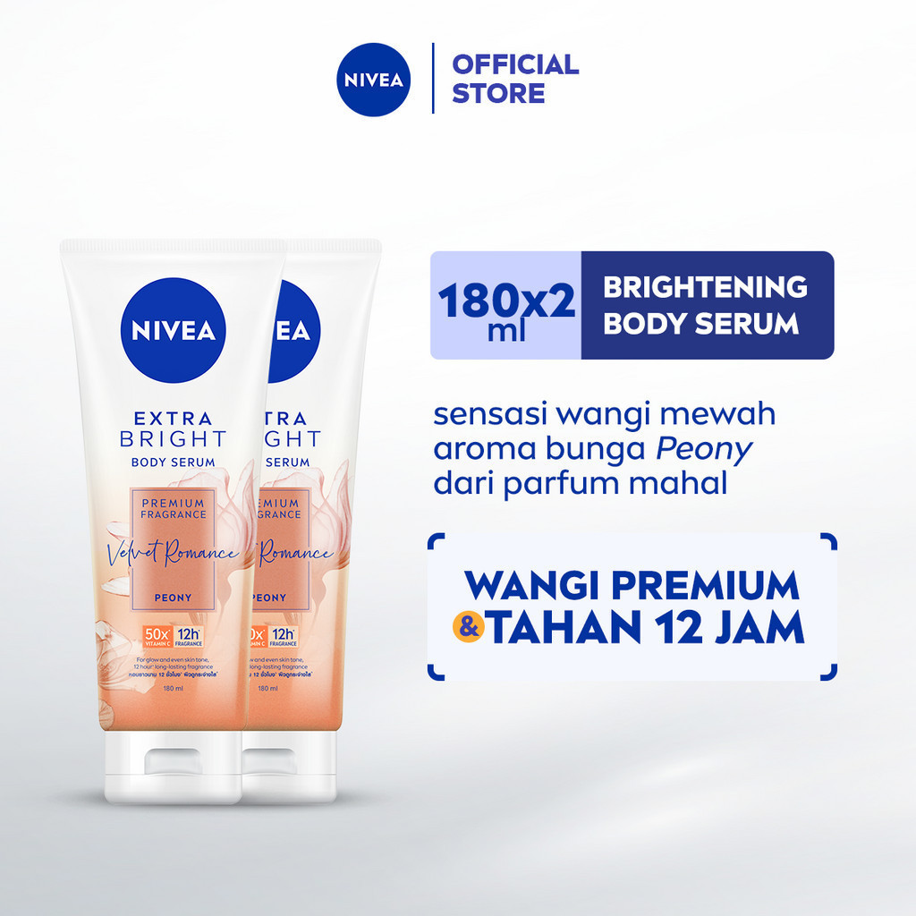 NIVEA Body Serum Extra Bright Premium Fragrance Velvet Romance 180ml x2