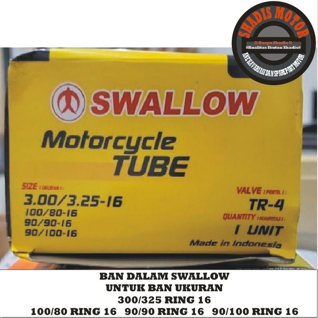 Ban Dalam Motor Merk Swallow 300/325 ( 100/80 90/90 90/100 ) Ring 16