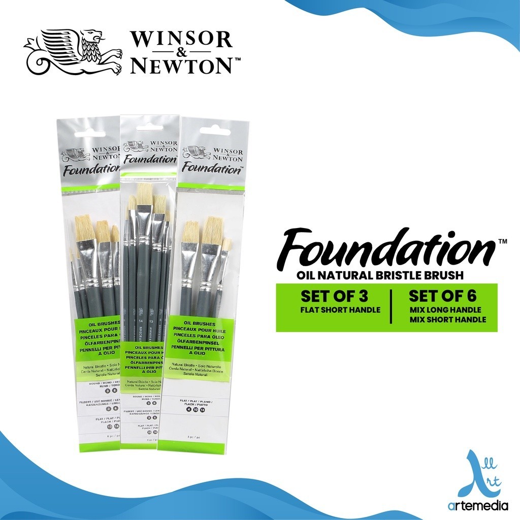 

Winsor & Newton Foundation Oil Brush Set Bristle Hog Kuas Lukis