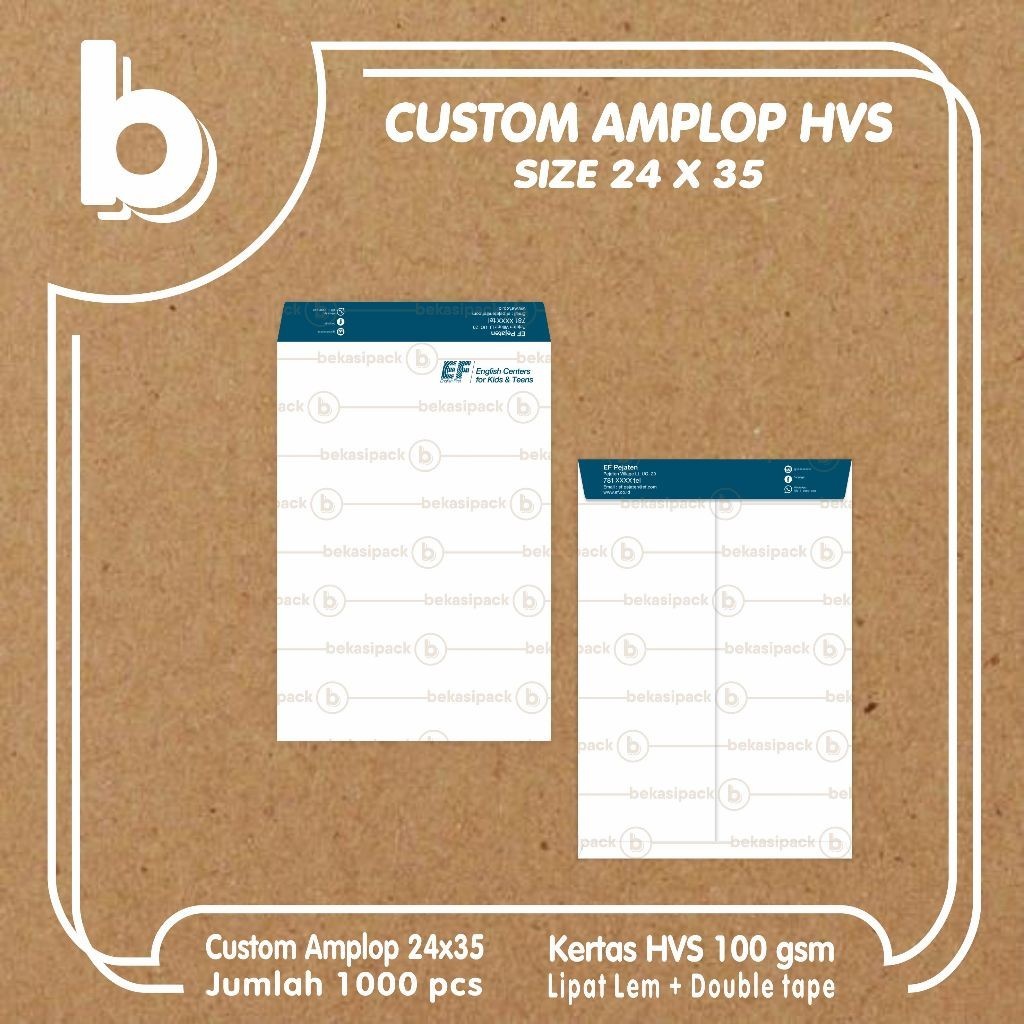 

(1000 pcs) Custom Amplop EF PEJATEN 24x35 HVS100gr I CAPH006