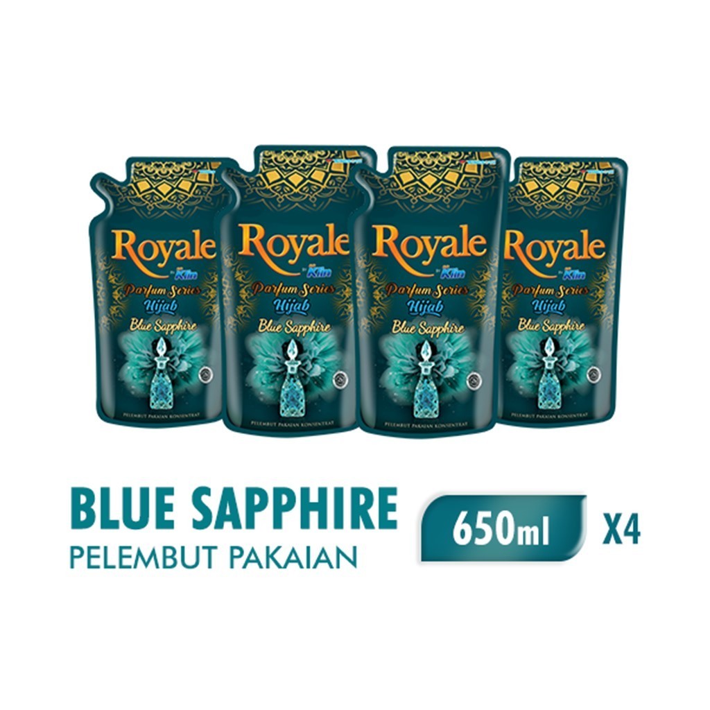 Royale Parfum Series Pelembut dan Pewangi Pakaian Hijab Blue Sapphire 650 ml x4