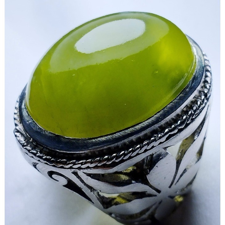 Cincin Batu Akik Natural Lumut Hijau Solar Aceh Giok Idocrase Antik 1