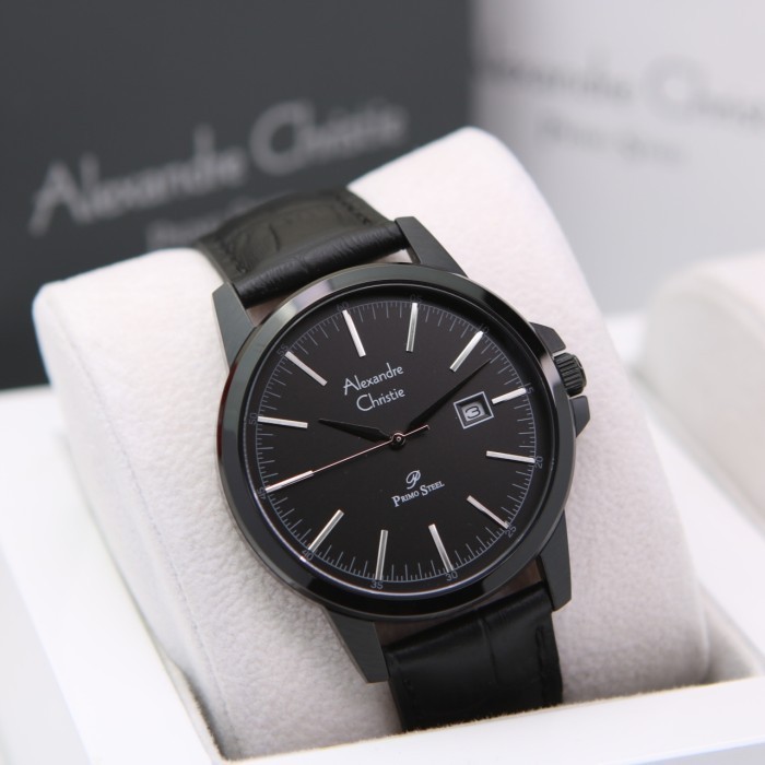 ALEXANDRE CHRISTIE AC 1008 FULL BLACK KULIT PRIA. ORIGINAL